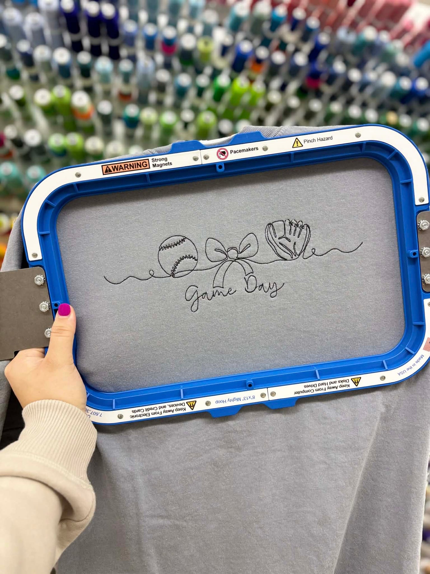 Game Day Line Art Embroidery