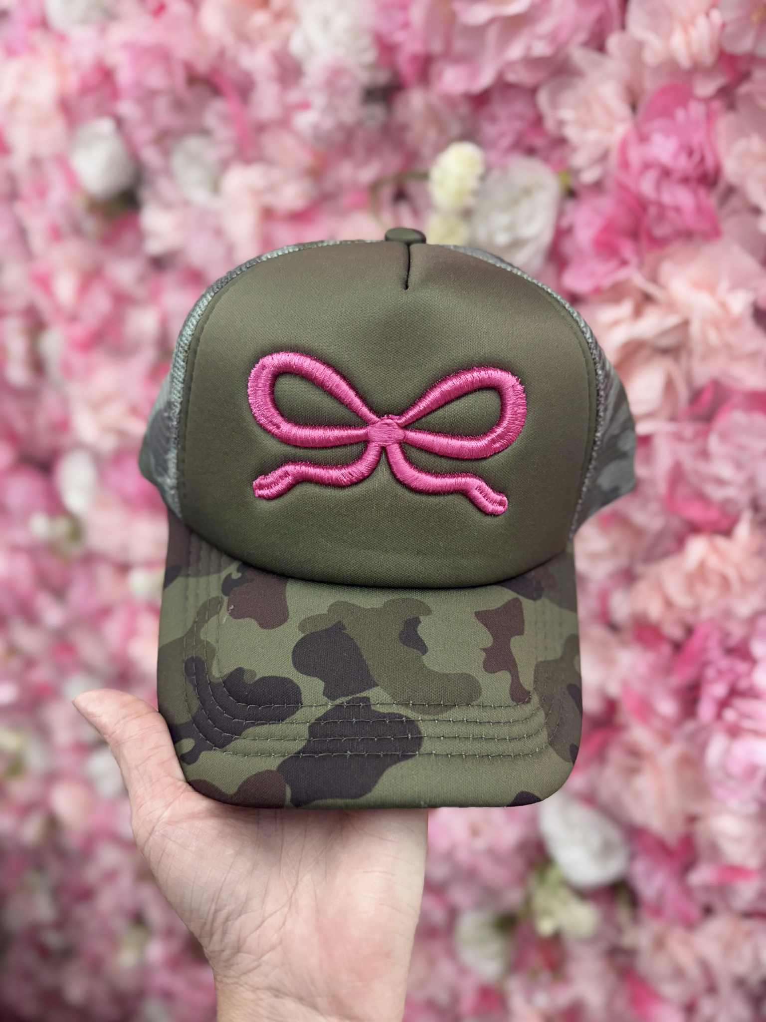 Camo & Coquette Bow Trucker Hat