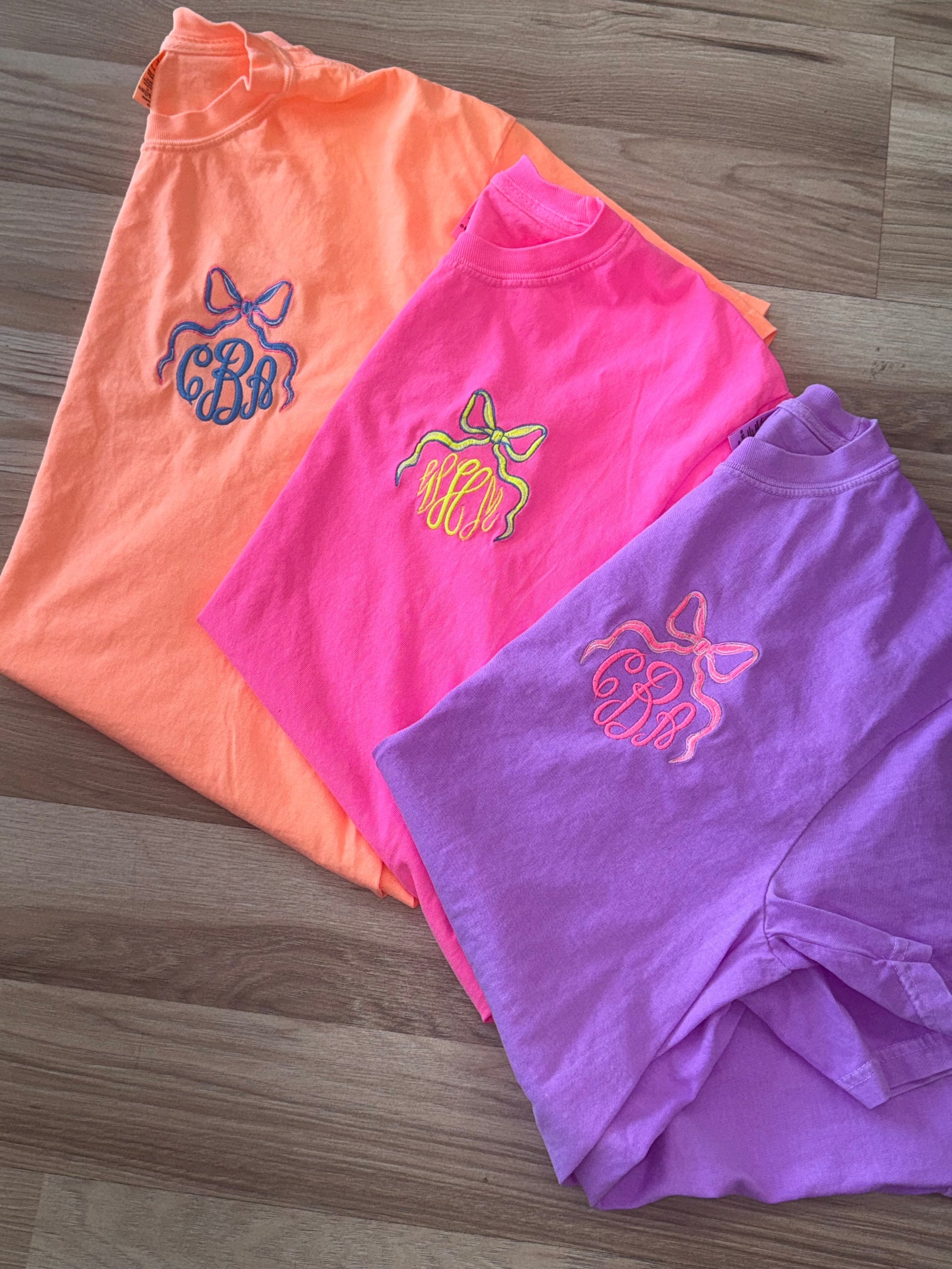 Classy Bow  Monogrammed Embroidered Tee ✨