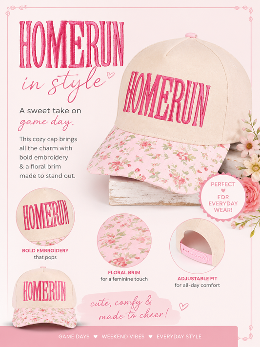 Pink Floral Homerun | Hat
