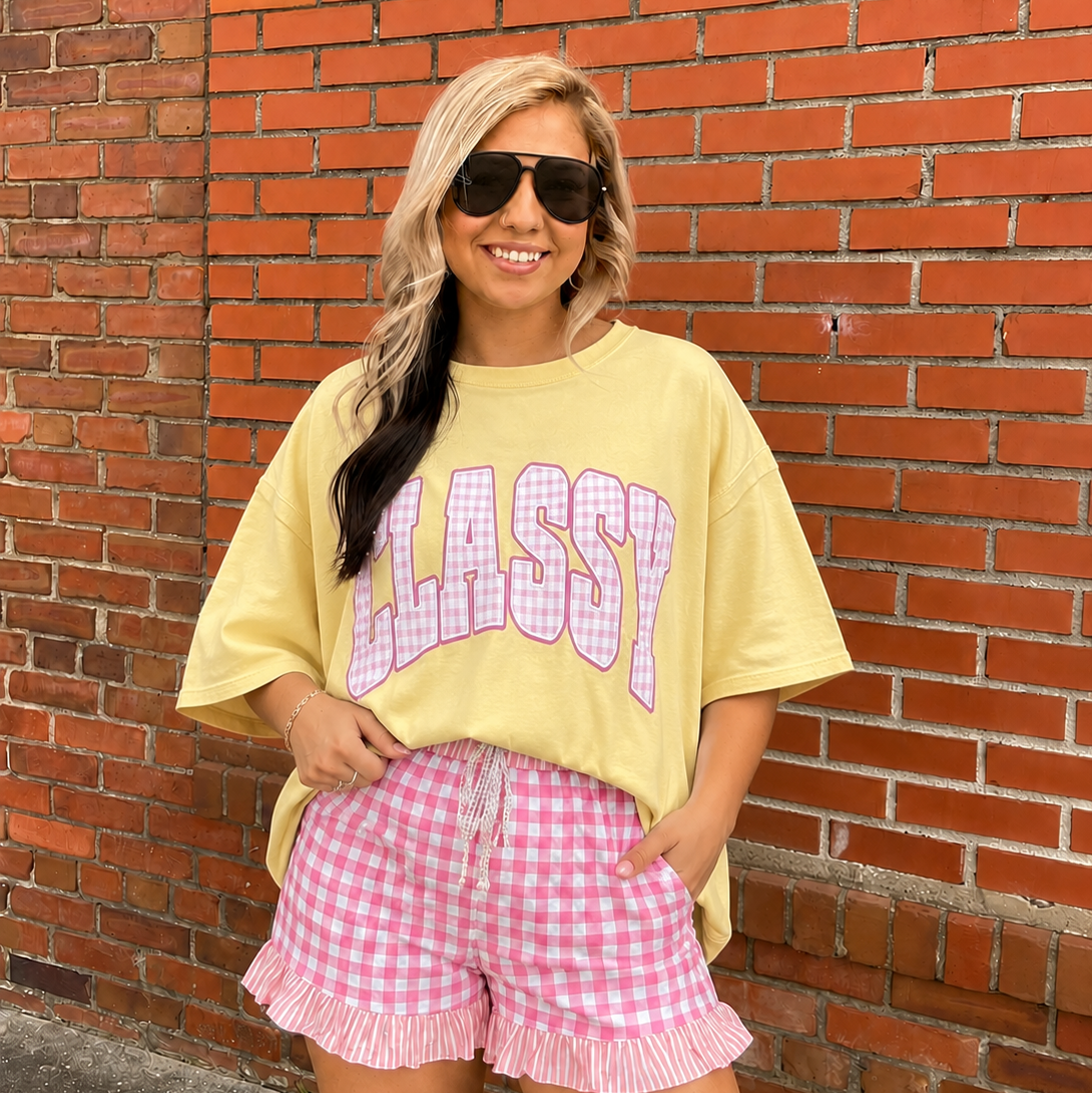 Classy Pink Gingham Graphic Tee | Trendy Tee | Butter