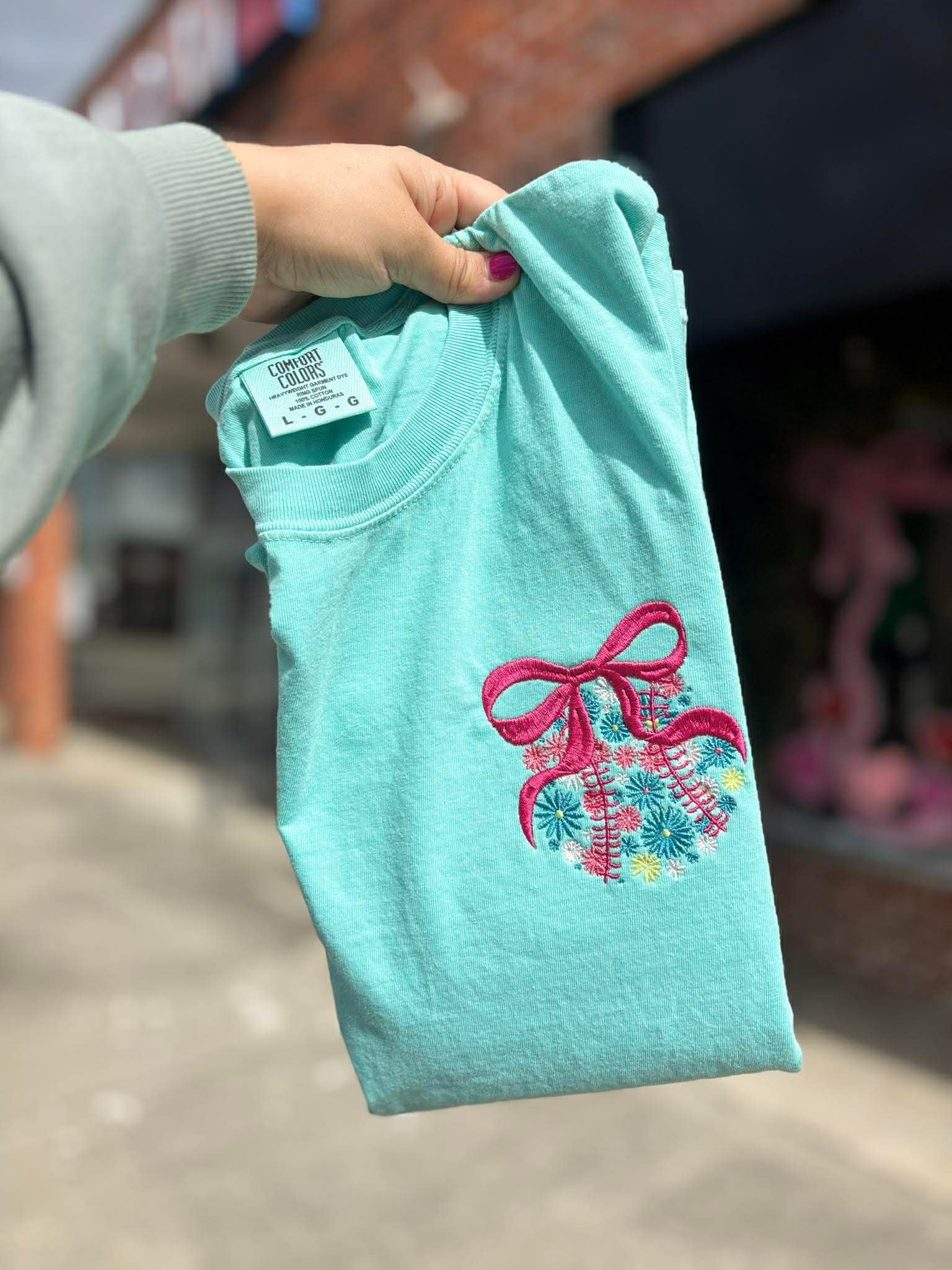 Floral Baseball Embroidery
