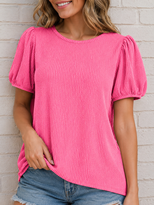 Sweet & Simple Ribbed Puff Tee | Zenana