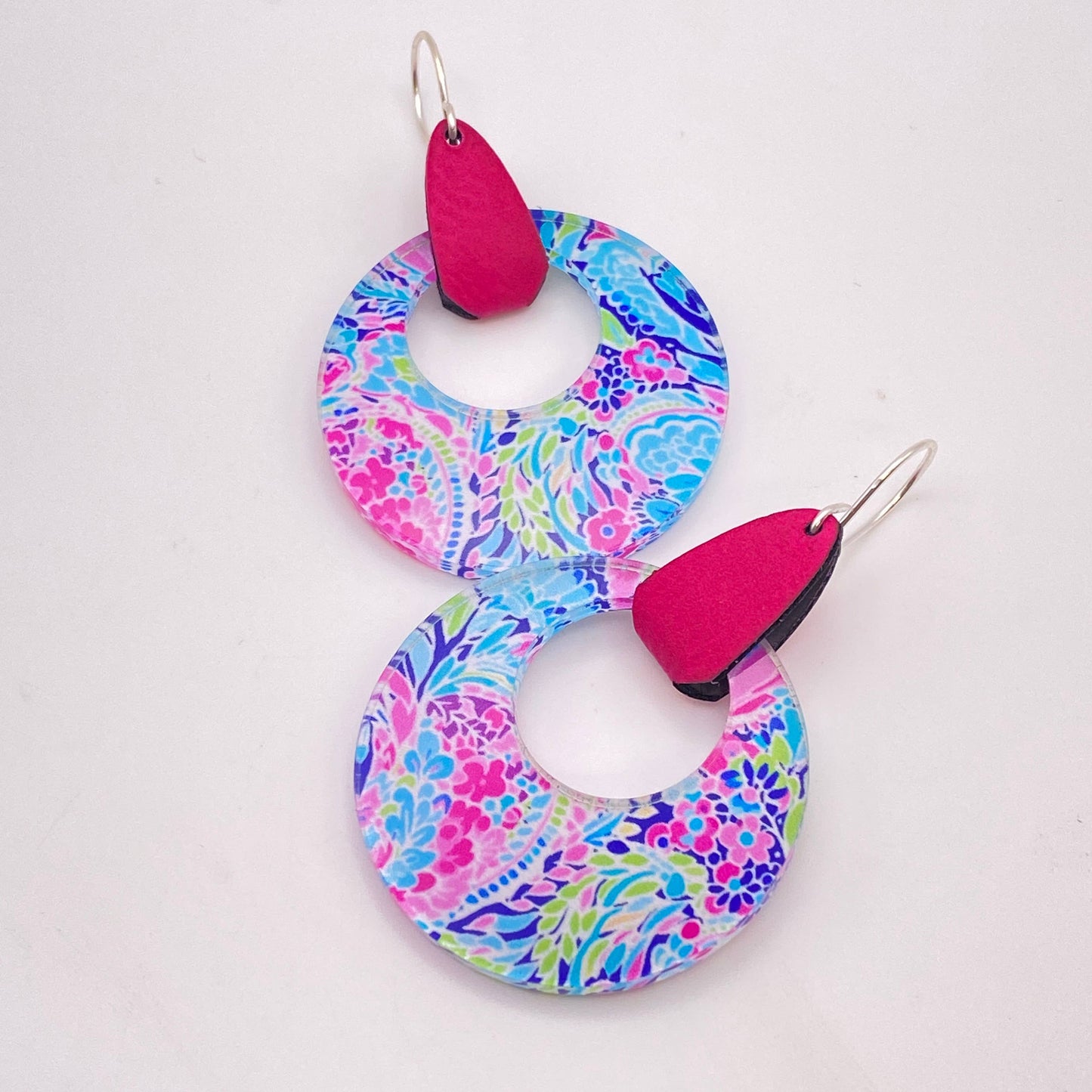 Preppy Pink Stirrup Dangle Earrings