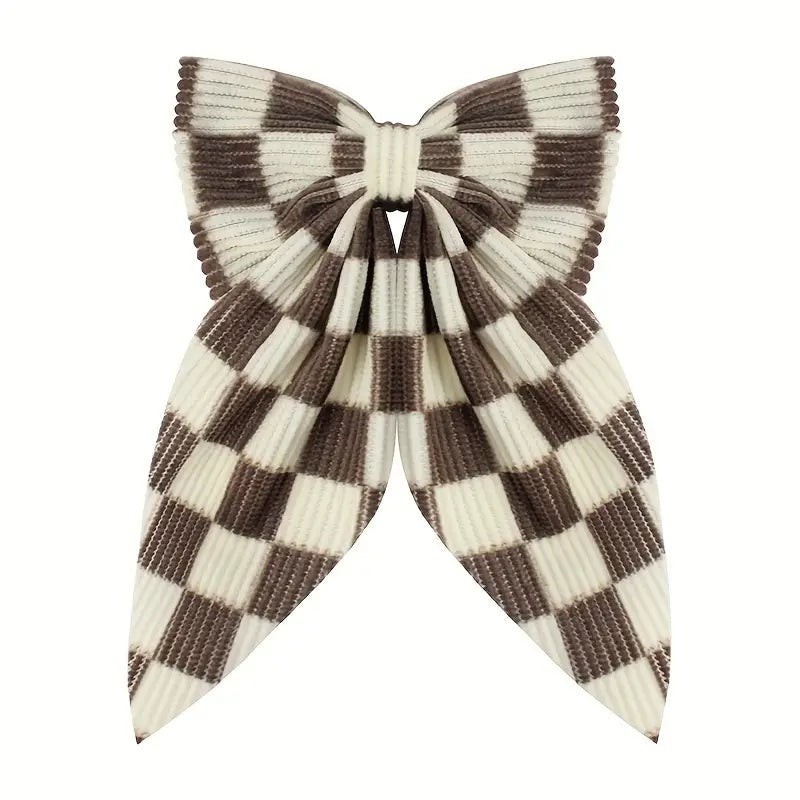 Checkered Bow Hair Clip