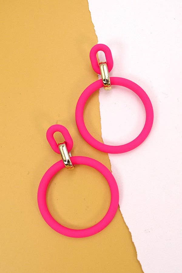 MATTE CIRCLE LINK DROP EARRINGS