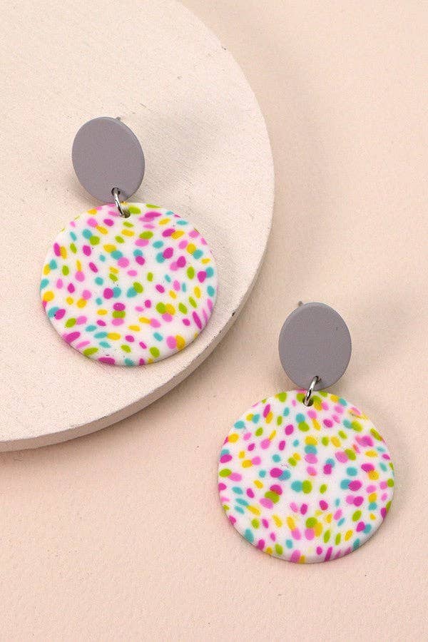 COLORFUL PRINT POLYMER EARRINGS