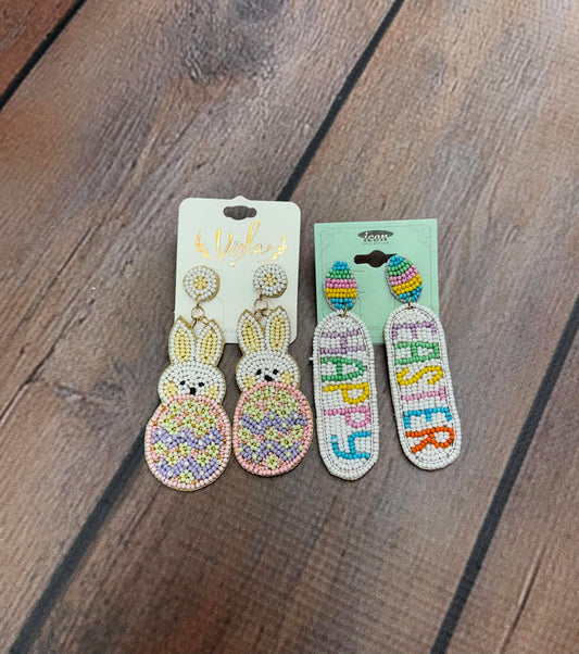Beaded Easter Dangle Earrings