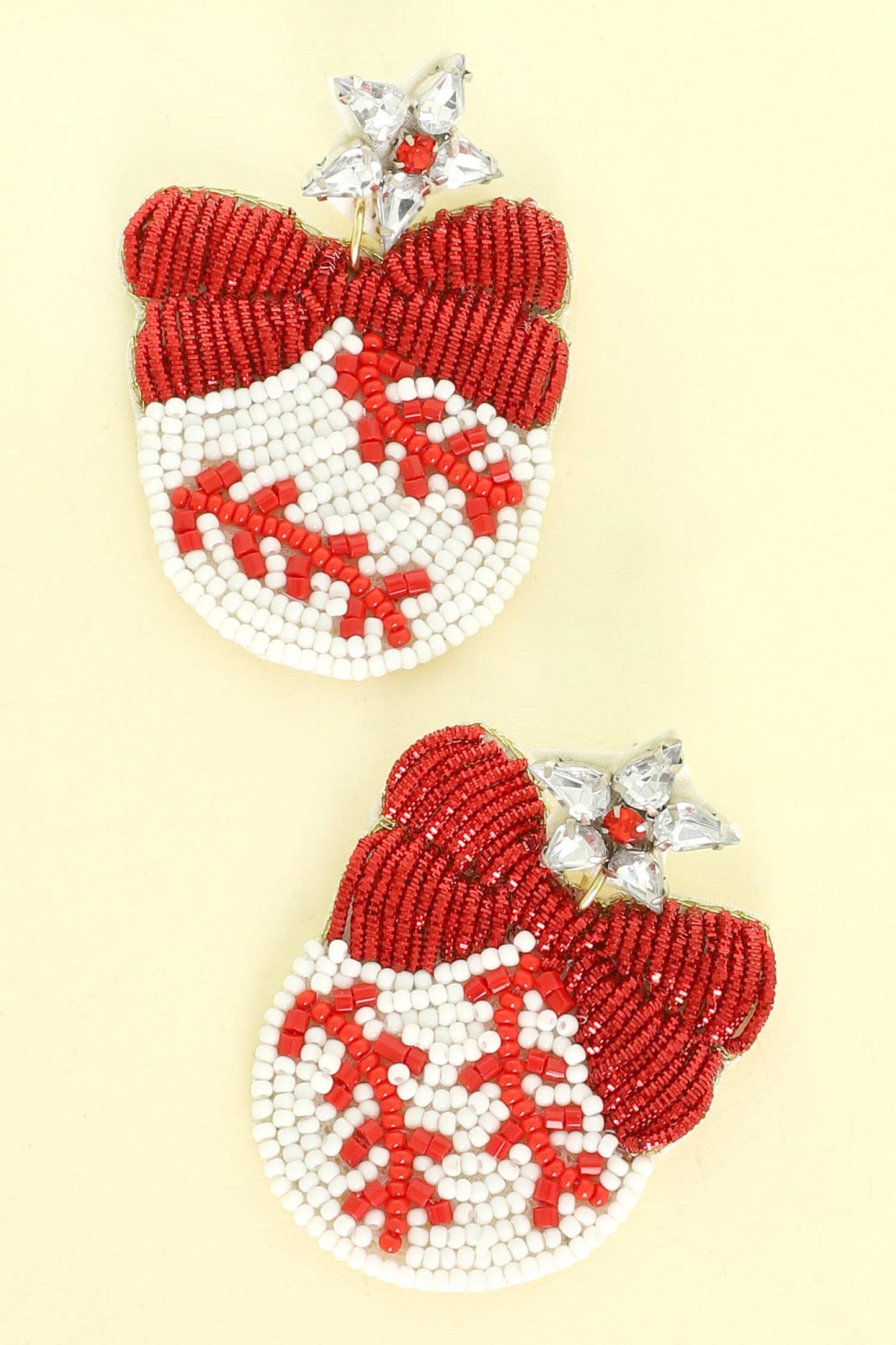 Gameday Bead Embellished Ribboned Baseball Dangle Earrings