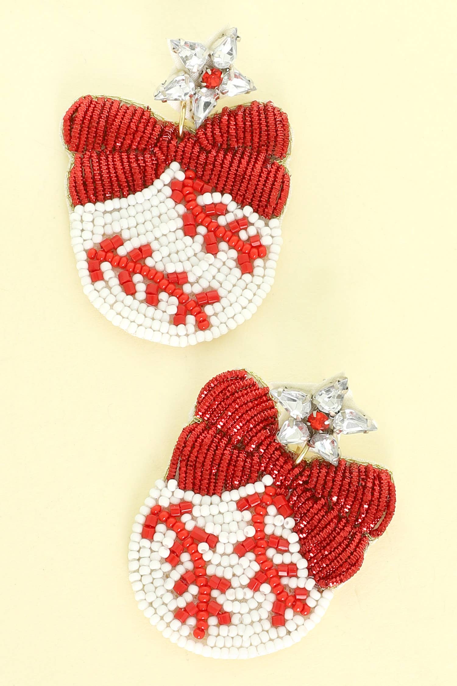 Gameday Bead Embellished Ribboned Baseball Dangle Earrings