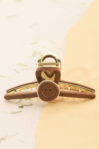 LARGE SMILEY CELLULOSE HAIR CLAW CLIPS