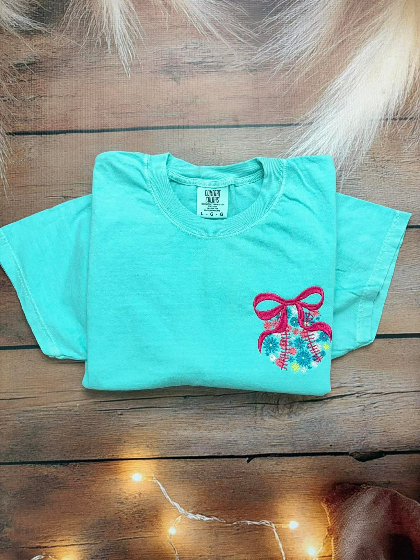 Floral Baseball Embroidery