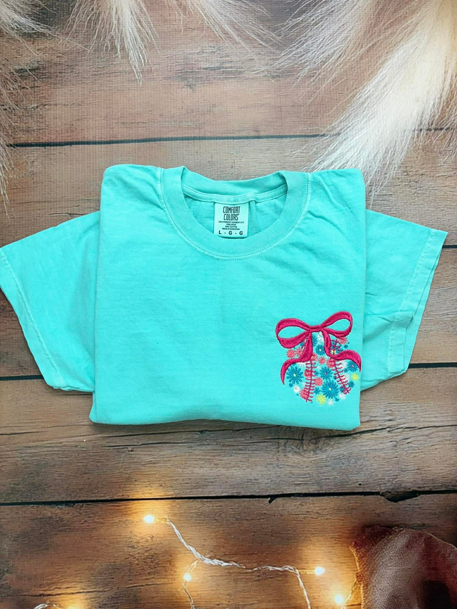 Floral Baseball Embroidery