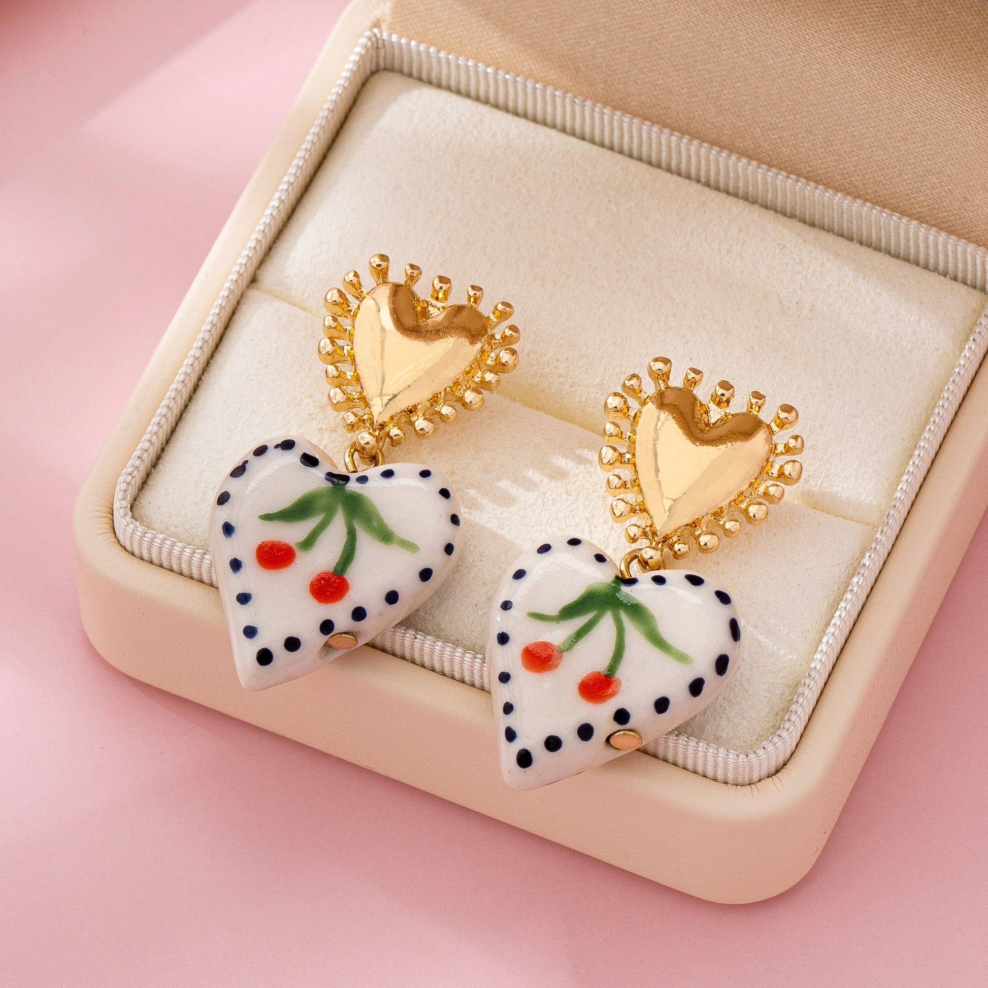 Heart Ceramic Drop Earrings