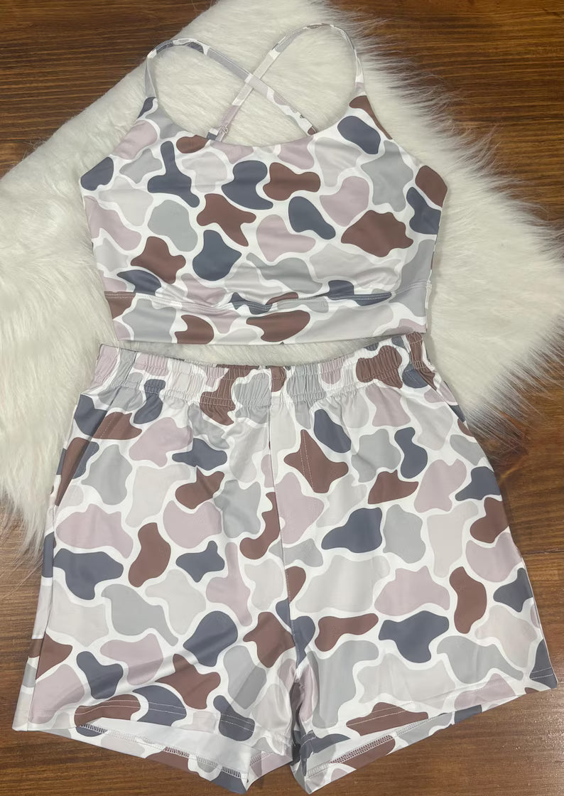 Camo Bralette & Shorts Set