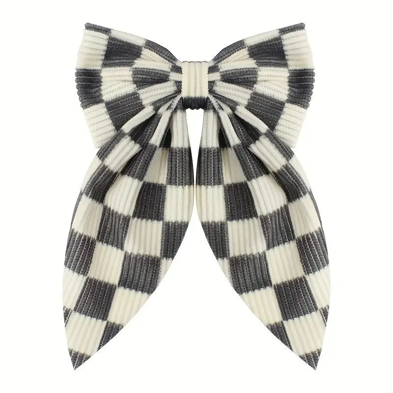 Checkered Bow Hair Clip