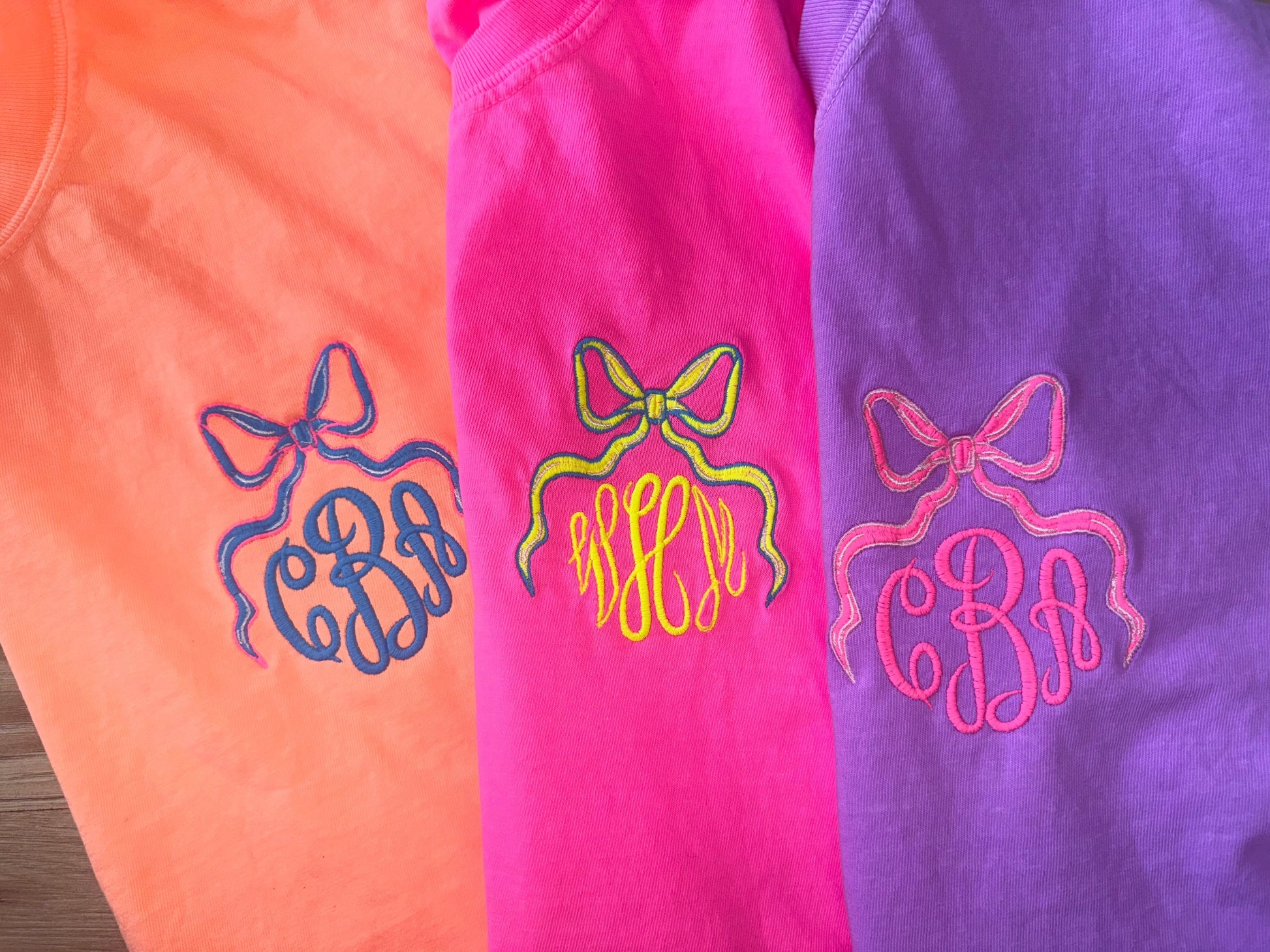 Classy Bow  Monogrammed Embroidered Tee ✨