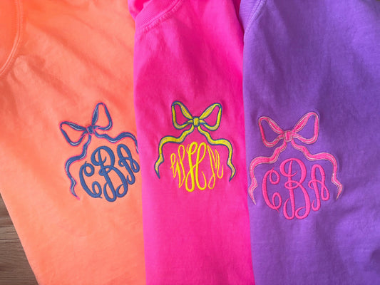 Classy Bow  Monogrammed Embroidered Tee ✨