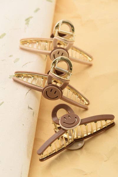 LARGE SMILEY CELLULOSE HAIR CLAW CLIPS