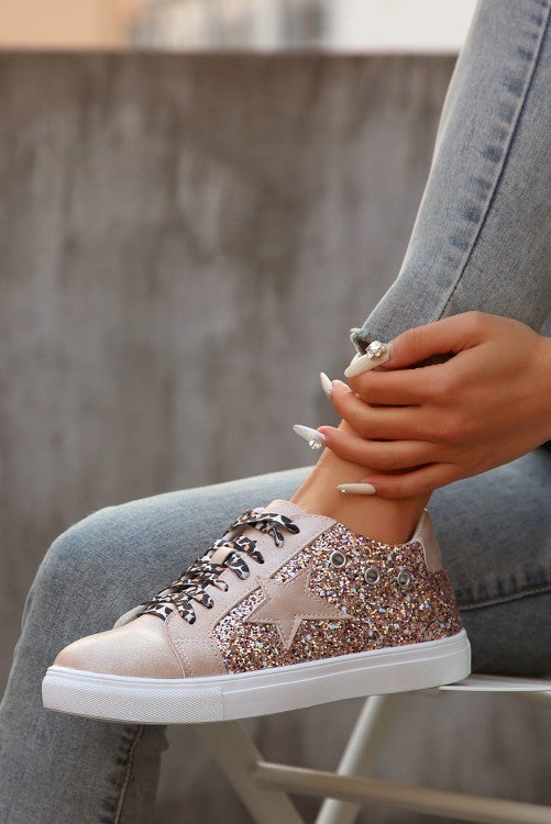 Golden Star Leopard Patch Sneakers Shoes