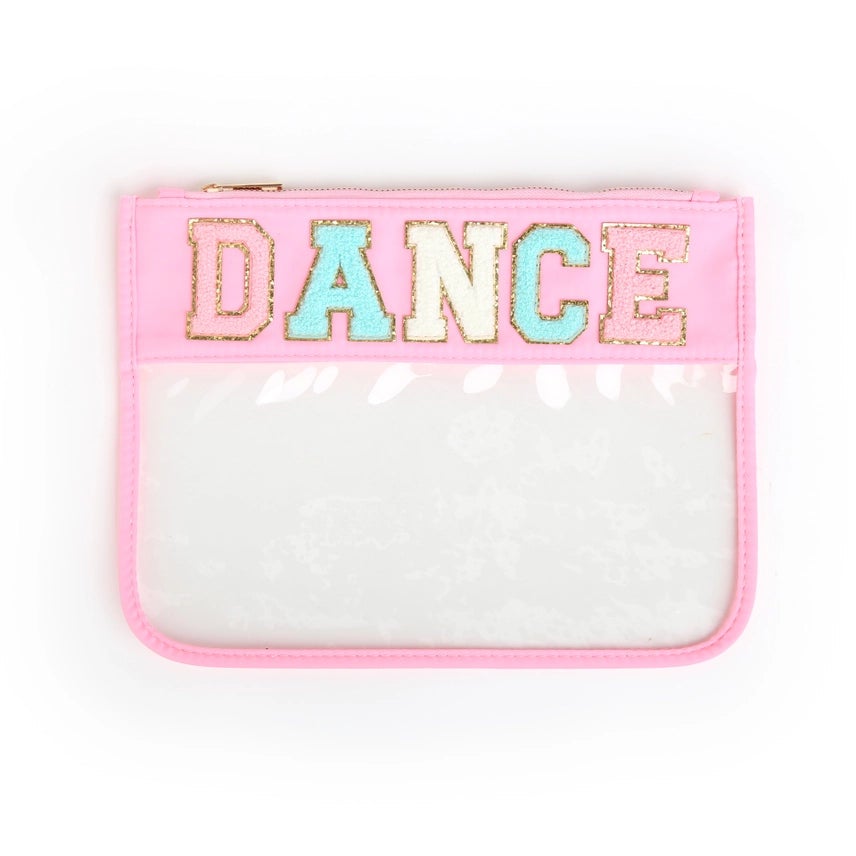 Clear Zippered Varsity Patch Pouch