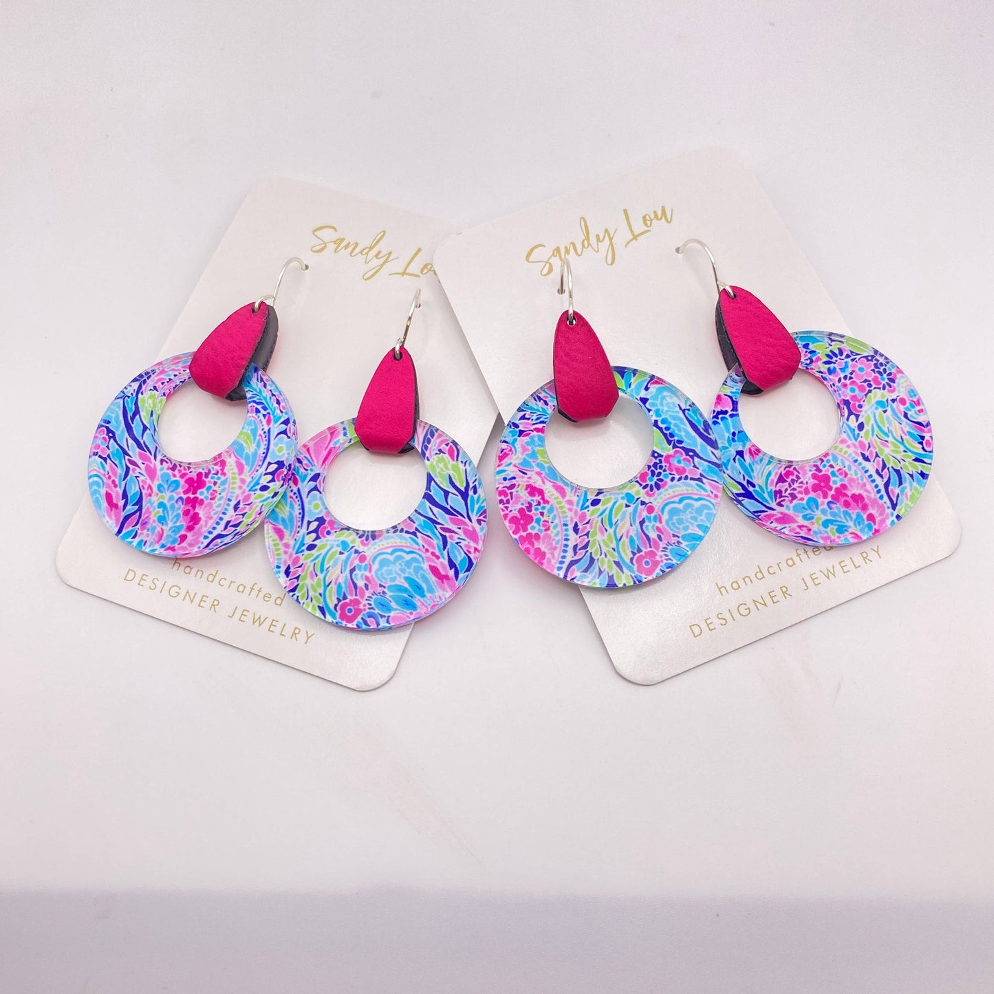 Preppy Pink Stirrup Dangle Earrings