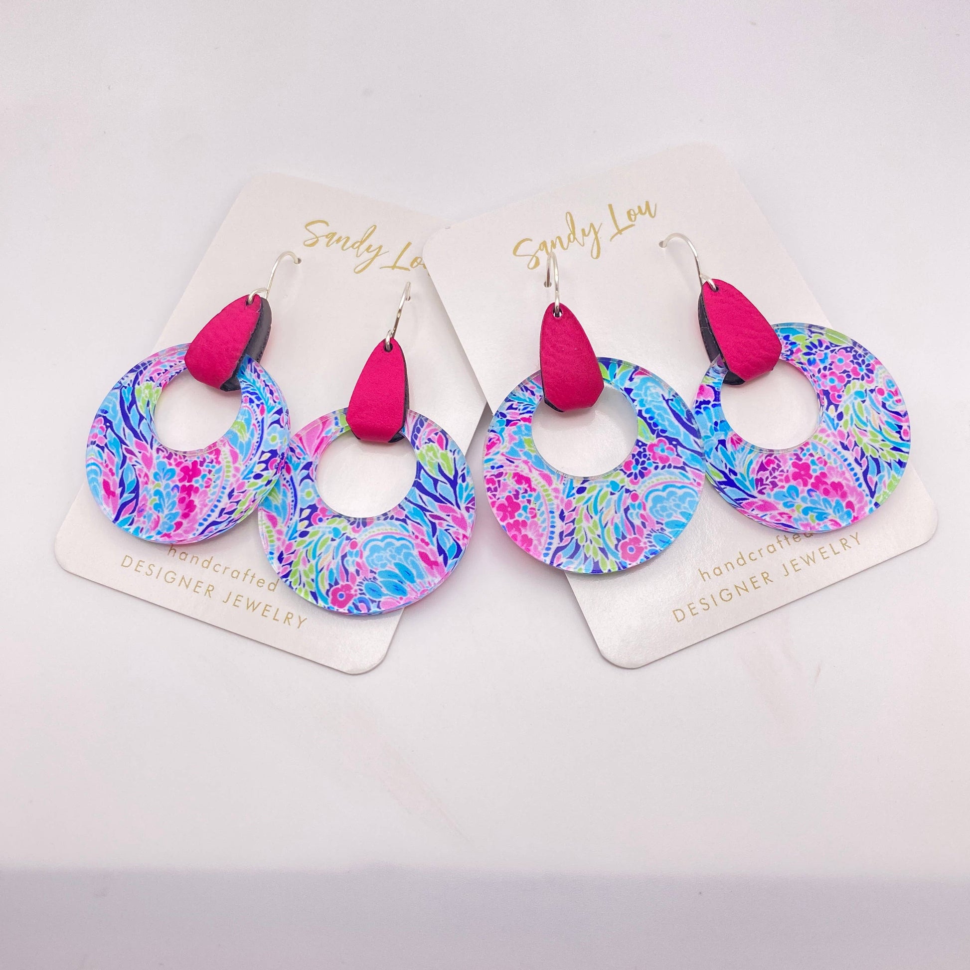 Preppy Pink Stirrup Dangle Earrings