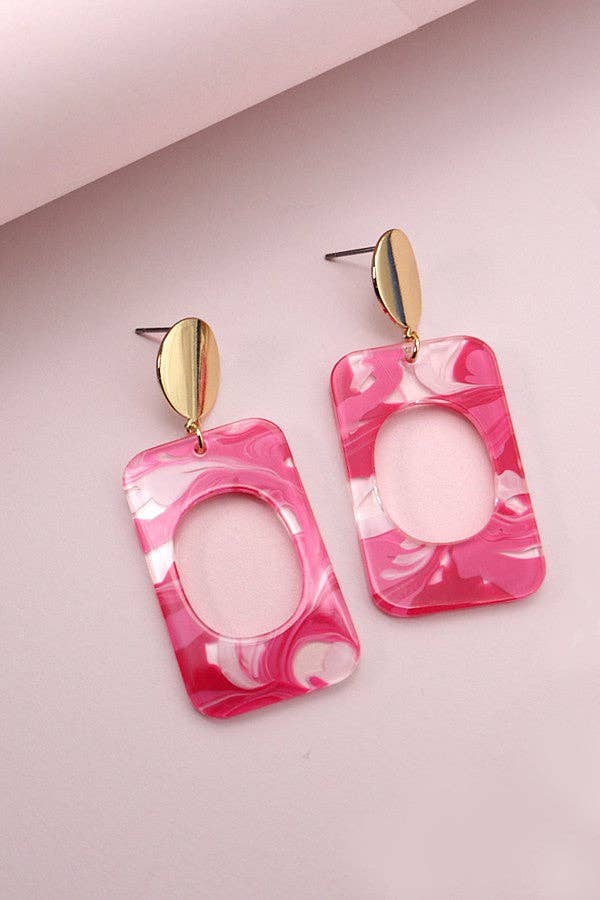 ACRYLIC RECTANGLE DROP EARRINGS