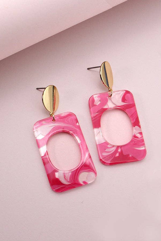 ACRYLIC RECTANGLE DROP EARRINGS