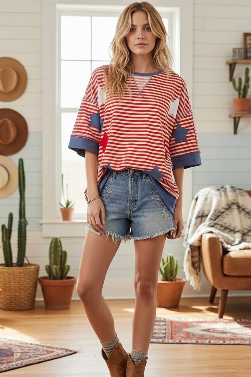 STRIPED AMERICANA OVERSIZED TOP