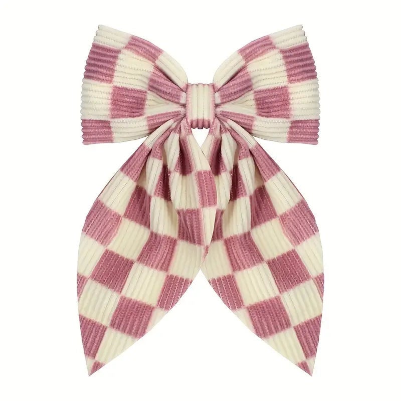 Checkered Bow Hair Clip