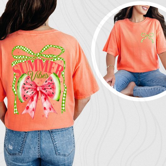 Summer Vibes Watermelon Bow Tee