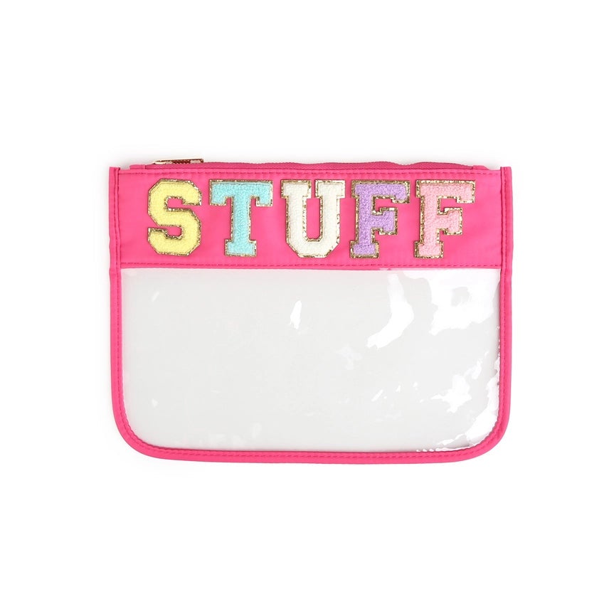 Clear Zippered Varsity Patch Pouch