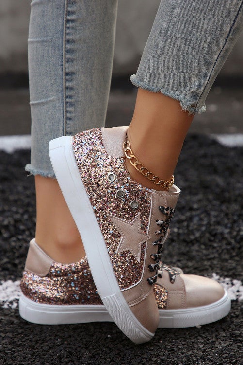 Golden Star Leopard Patch Sneakers Shoes
