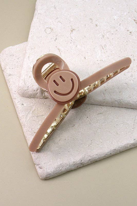 LARGE SMILEY CELLULOSE HAIR CLAW CLIPS